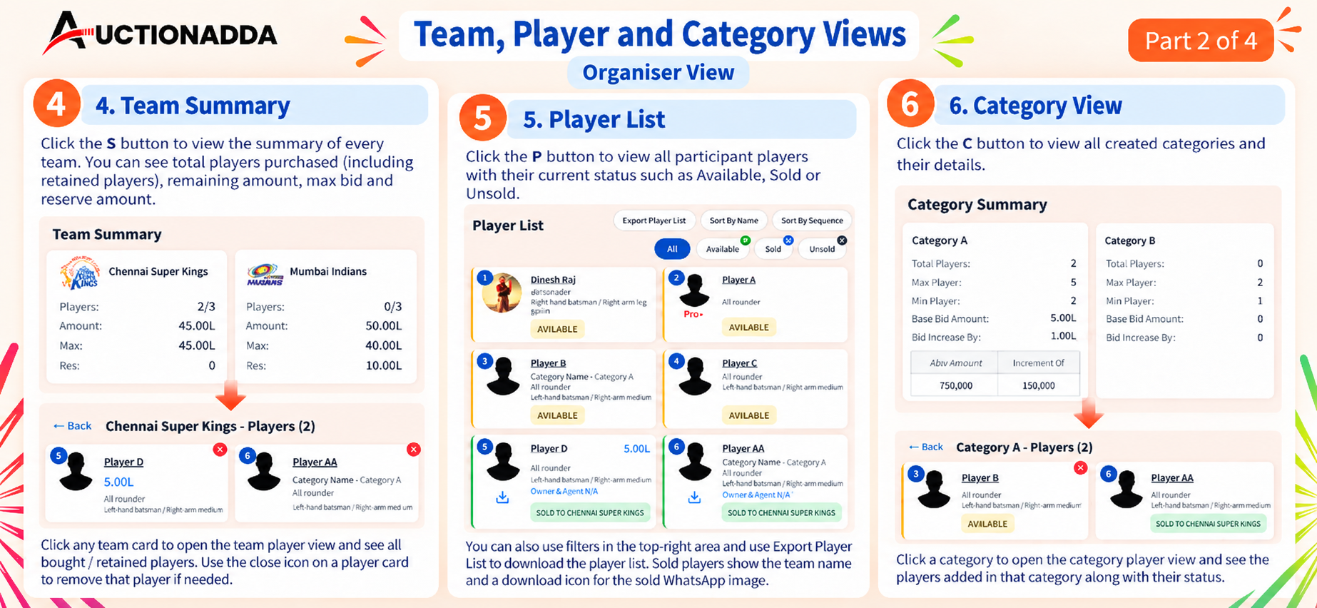 Team Player Category Views
