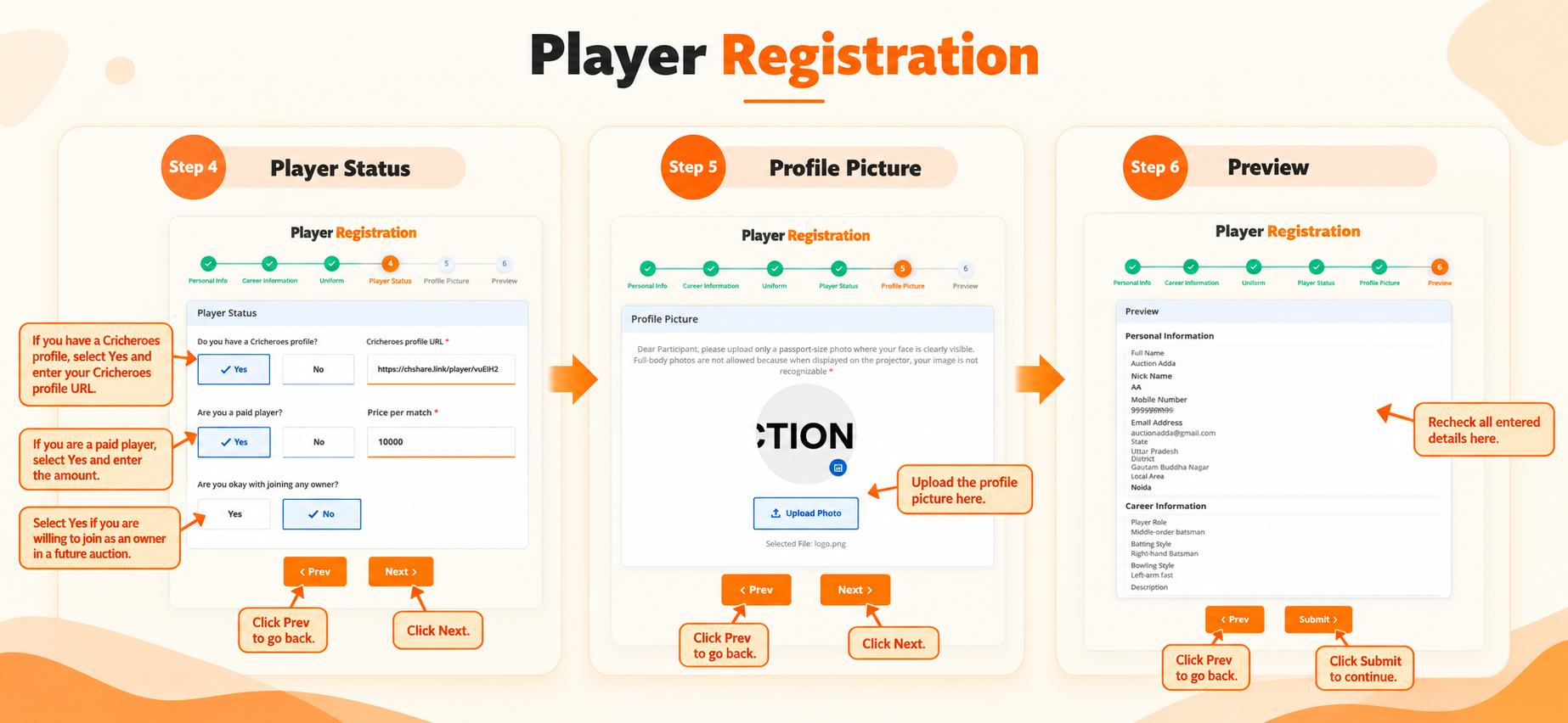 Player Status, Profile Picture & Preview